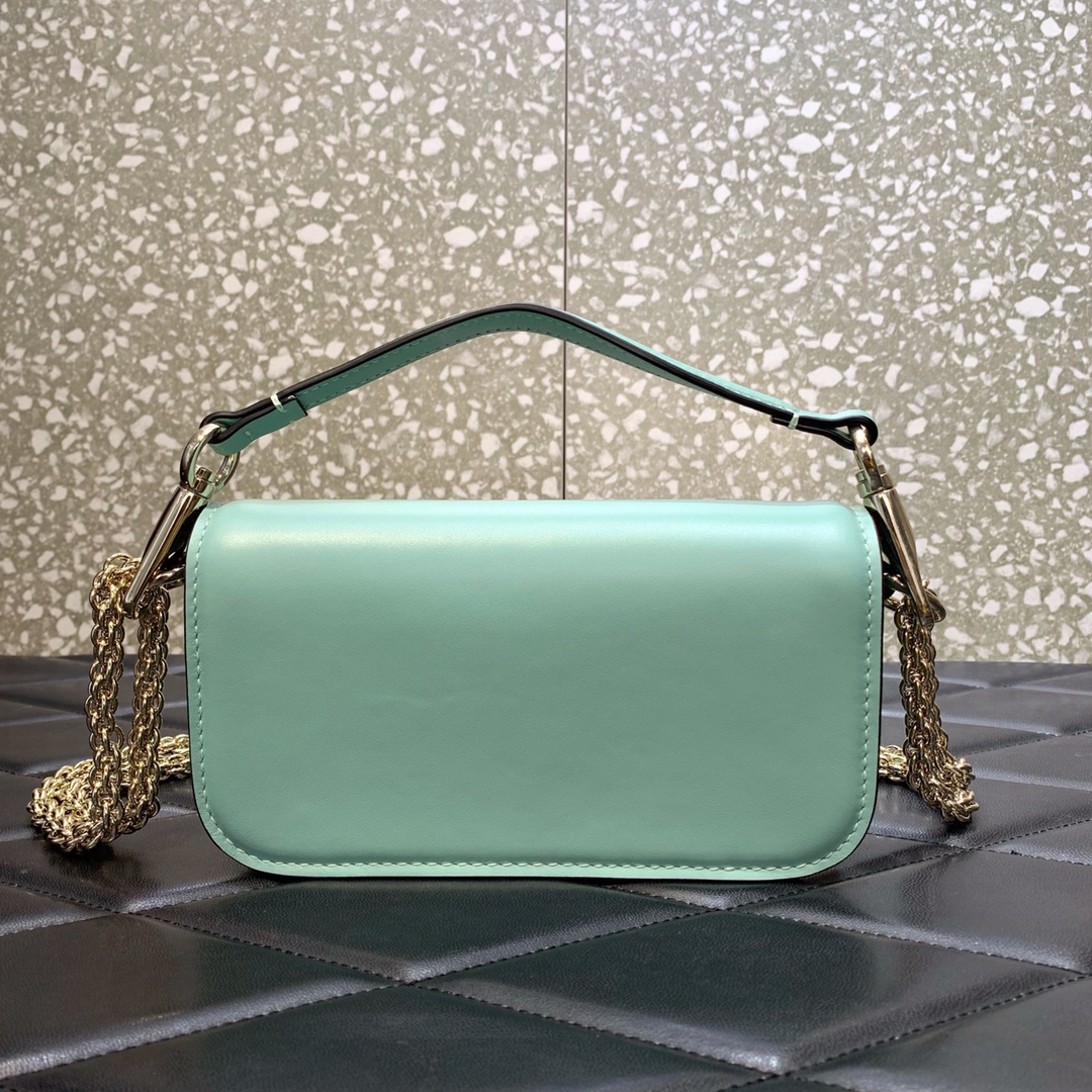 Valentino Garavani Loco Small Shoulder Bag in Sky Blue Calfskin Leather 